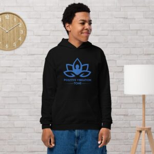 Youth heavy blend hoodie with Positive Vibration logo